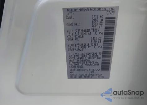 2020 Infiniti Qx60 Luxe из США, поврежденный, VIN 5N1DL0MNXLC541022